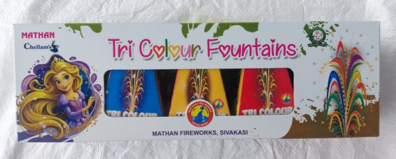 Tri colour Mega  Fountain (multi colour with crackling )